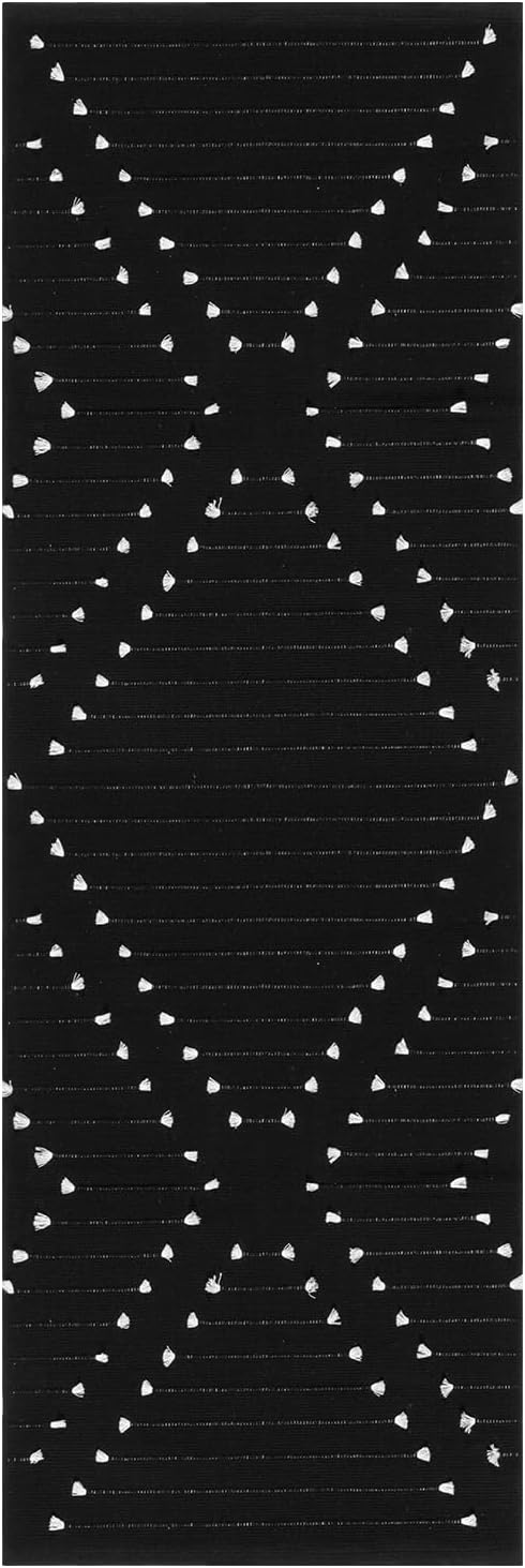 LIVEBOX Black Runner 2'x6' Boho Washable Rug for Hallway, Moroccan Woven Entryway Throw Area Rug Indoor Cotton Mat for Kitchen Laundry Room Bathroom Entry