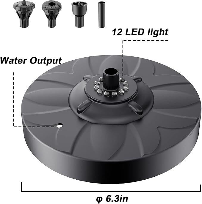 Electric Floating Pond Fountain Colorful LED Lights, Built-in Filter System, Waterfall Fountain Pump,32.8ft Power Cord, Day and Night Lighting, Energy Saving for Above Ground Pools