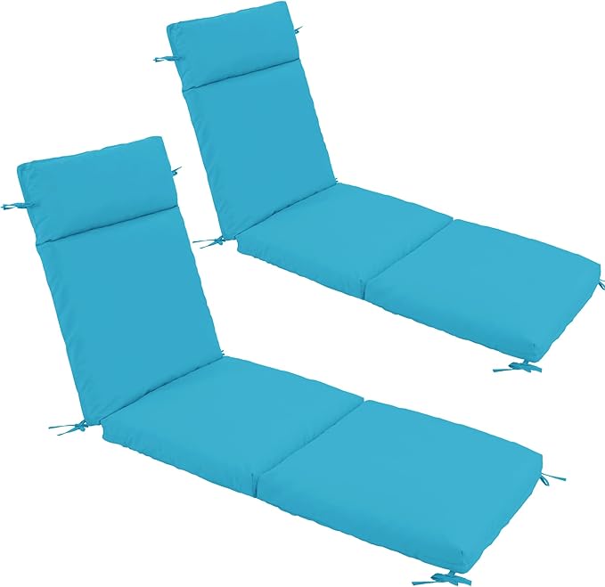 Chaise Lounge Cushion 80x26x3 Inch – Set of 2 Outdoor Lounge Chair Cushions, Lounger Pad Replacement with Fade-Resistant, Removable & Machine-Washable Covers, Ideal for Patio Chaise Chairs, Teal