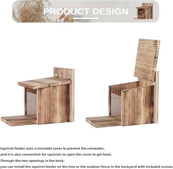 Freezing point Wooden Squirrel Feeder Picnic Table Food Feeder for Outside House Backyard Funny Gifts