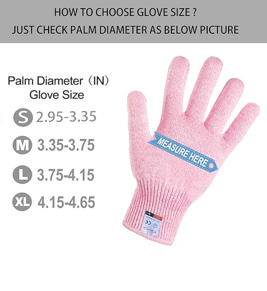 Cut Resistant Gloves, 1 Pairs of Food Grade Cut Resistant Gloves, Cutting Gloves for Kitchen, Oyster Shucking, Fish Fillet Processing, Carving Wood and Gardening(Small-Pink)