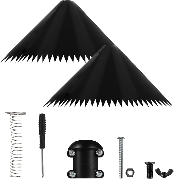 2 Pack Squirrel Baffle for Bird Feeder Pole, Outdoor Squirrel Guard with Stainless Steel Spring for Shepherd's Hook, Squirrel Stopper for Bird Houses, 19 inch Black