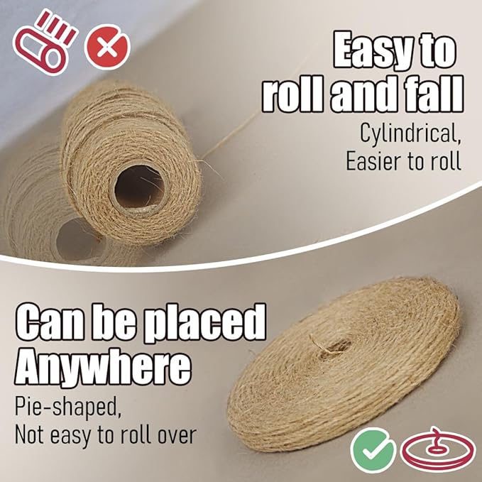 PerkHomy 1200 Feet (2Pcs*600ft) Jute Twine String for Crafts Gift Wrapping Packing Gardening Crochet Knitting Macrame Decor (Brown 600ft*2pcs Pie-Shaped)