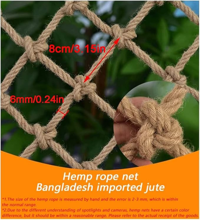 KACQIHTU Hemp Rope Net Kids Climbing Safety Net Child Safety Rope Netting Balcony Stairs Fence Garden Playground Protection Net Indoor & Outdoor Decor Rope Net