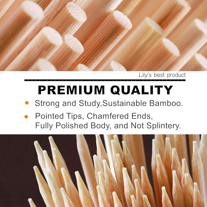 10" Natural Bamboo Skewers for BBQ，Appetiser，Fruit，Cocktail，Kabob，Chocolate Fountain，Grilling，Barbecue，Kitchen，Crafting and Party. Φ=4mm, More Size Choices 6"/8"/12"/14"/16"/17.5"/30"/36"(200 PCS)