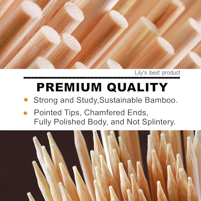 8" Natural Bamboo Skewers for BBQ，Appetiser，Fruit，Cocktail，Kabob，Chocolate Fountain，Grilling，Barbecue，Kitchen，Crafting and Party. Φ=4mm, More Size Choices 6"/10"/12"/14"/16"/17.5"/30"/36"(1000 PCS)