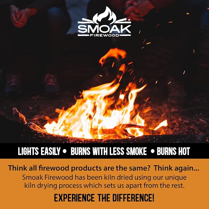 Smoak Firewood - Kiln Dried Premium Oak Firewood (Includes Firestarter) (Large (16inch Logs) 120-140lbs)