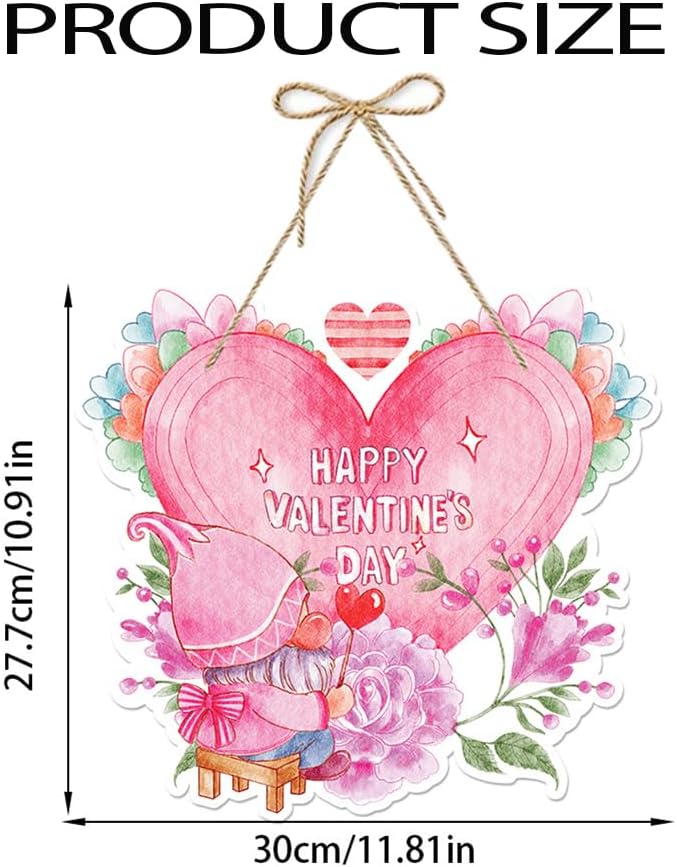 Valentine Door Decorations Love Hanging Sign Front Door Hanger Wreath Decor Indoor Outdoor Decor for Valentine's Day Party Home Farmhouse Wall Porch Yard Window Decoration Supplies
