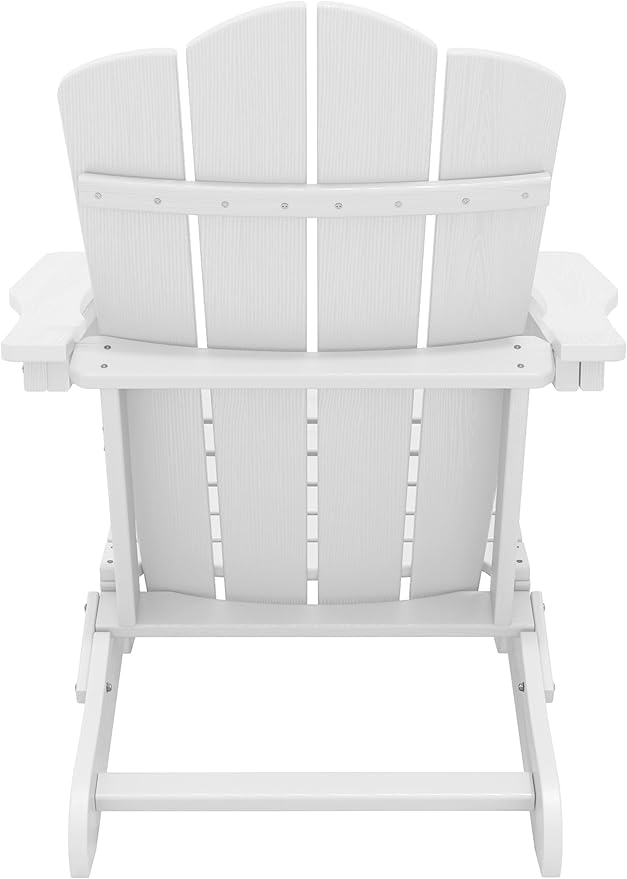 KINGYES Folding Adirondack Chair Set of 2, HDPE All-Weather Folding Adirondack Chair, White