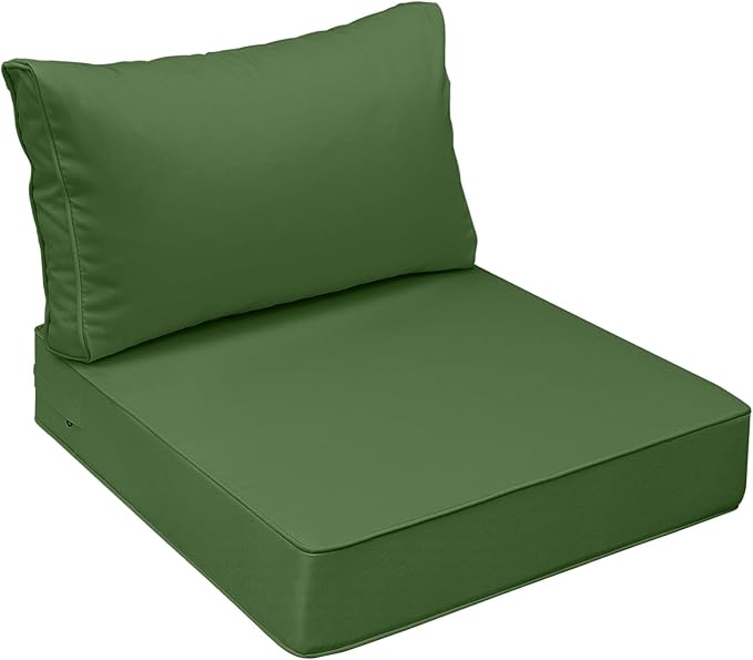 AAAAAcessories Outdoor Seat Cushions for Chairs, Fade-Resistant, Waterproof Patio Furniture Replacement Cushions, 23" x 23" x 5" + 23" x 13.5", Dark Moss Green