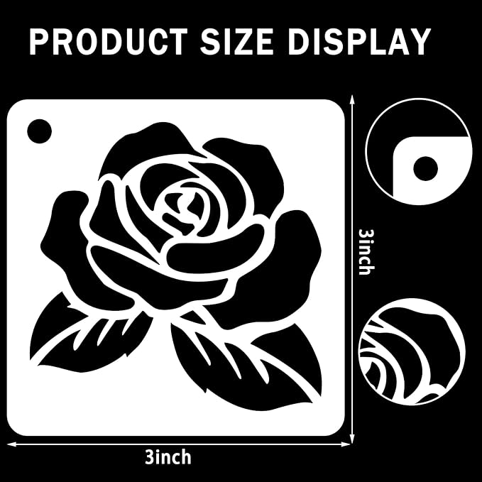 Augshy 56 Pack Flower Stencils for Wood, Butterfly & Bird Stencils for Wall & Floor Decor DIY Rock Dot Painting Art Projects (3inch)