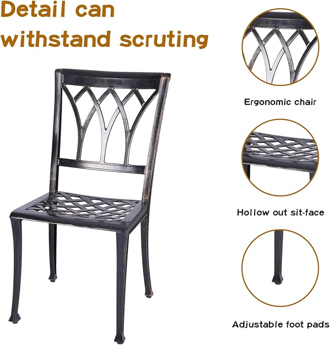 JARDIN DE CENTENNIAL 3-Piece Patio Bistro Furniture Set Cast-Aluminum Bistro Table Set for Lawn,Garden,Backyard…(Dining SETCopper)