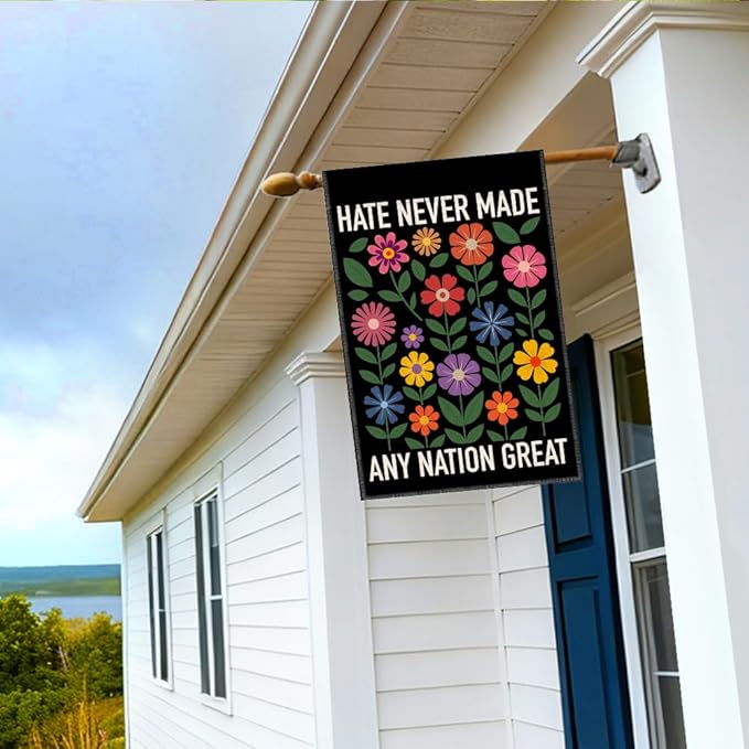 RZHV Hate Never Made Any Nation Great Double-Sided Garden Flag for Outdoor House Yard Sign Garden Decor Parade, Political Outdoor Banner, Kindness Social Justice Yard Sign, Feminist Gifts