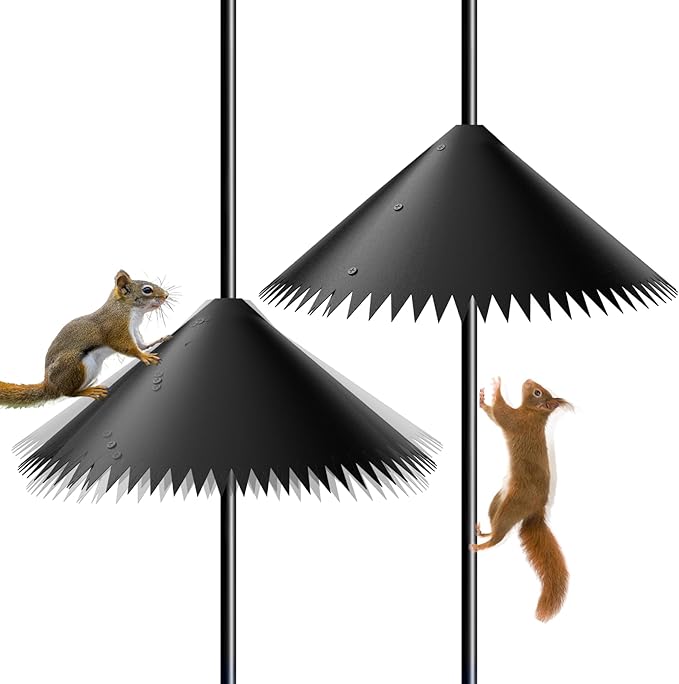 2 Pack Wide Squirrel Baffle for Bird Feeder Pole, Outside Pole Mount Stopper & Bird House Guard for Outdoor Shepherd’s Hook - 19 inch
