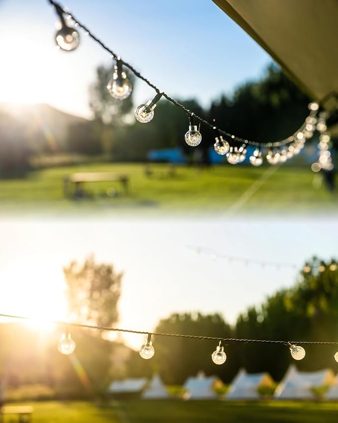 Solar String Lights, Small Crystal Ball ，Outdoor String Light 60 LED 40ft 8 Lighting Modes Waterproof Solar Powered Patio Solar Light for Garden Yard Porch Wedding Party Decor (Warm White)