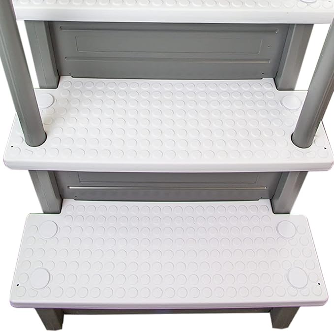 Aqua Select Anti-Slip in-Pool Steps | Gray/White Steps | for Above Ground Swimming Pools | Can Mount to Decks 48" to 54" H | Safety Stairs Capacity Up to 350 lbs