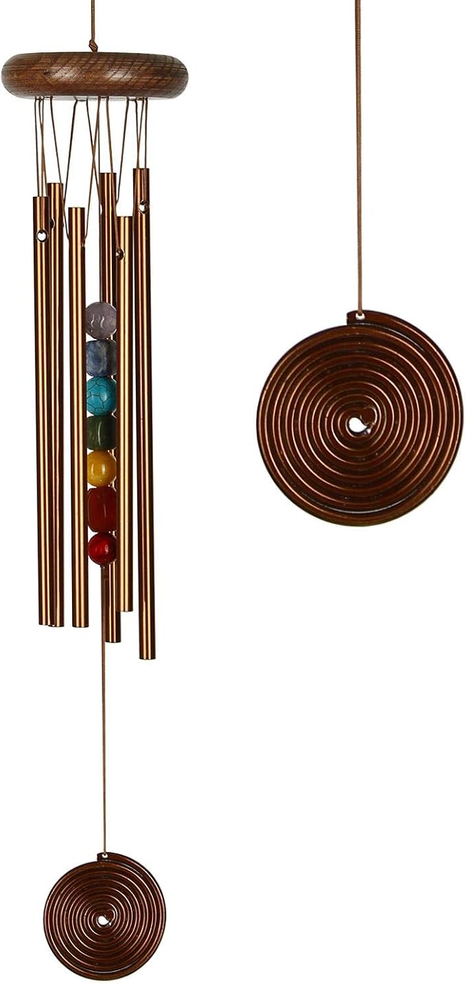 Woodstock Chimes Signature Collection, Woodstock Chakra Chime, 17'' Bronze Eastern Energies Wind Chimes for Outdoor, Patio, Home Garden Decor (CC7BR)