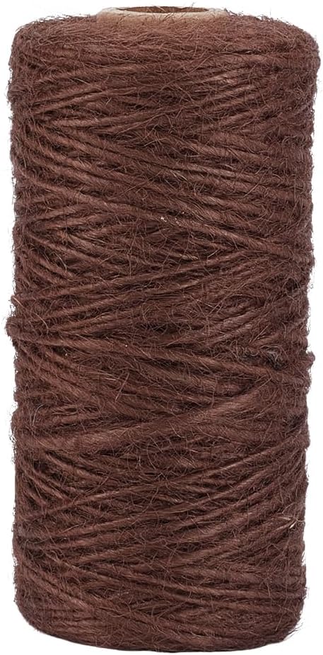 100M/328 Feet 1mm Jute Twine String Thin Hemp Cord Camel Macrame Thin Natural Jute Hanging Handmade Wrapping Garden Roll Rope Thread for Gardening Home Gift Packing Wrapping Craft Decoration