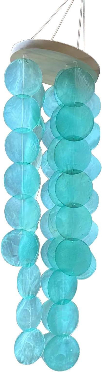 Handmade Colored Capiz Shells Windchimes Coastal Type Decoration for Indoor and Outdoor Use Garden Decoration