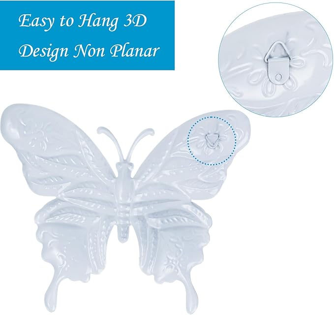 SUNREEK 4Pcs Metal Butterfly Wall Decor, 9 Inches Butterfly Outdoor Wall Art for Fence Garden Yard Room Patio Balcony