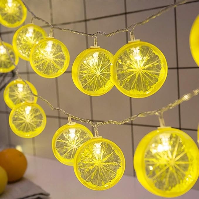 Lemon String Lights, 8.5Ft Summer Patio String Lights with 10 LED Yellow Lemon Slice Lights, Hanging Waterproof Connectable Outdoor Decorative Lights for Indoor Home Garden Christmas Wedding Party