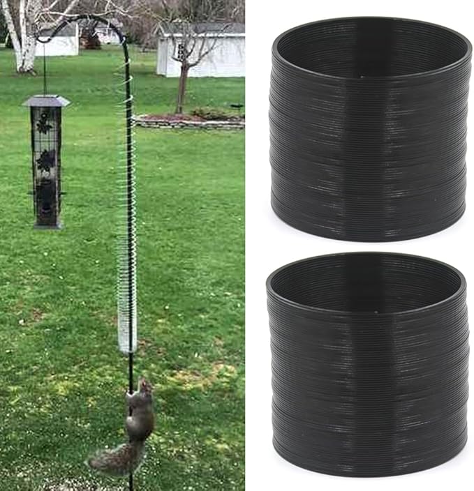 2 PCS Squirrel Baffles Squirrel Guard for Bird Feeders, Squirrel Spring Barriers Squirrel Deterrent Coil Protects Outdoor Bird Feeder Poles