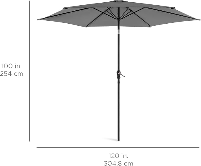 Best Choice Products 10ft Outdoor Steel Polyester Market Patio Umbrella w/Crank, Easy Push Button, Tilt, Table Compatible