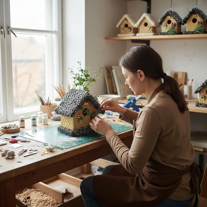 2026 Seeded Birdhouse for Outdoor, Seeded Birdhouse for Outside, Wood Seeded Bird House Covered with birdseeds, Birdseeded Bird Feeders for Outside Hanging
