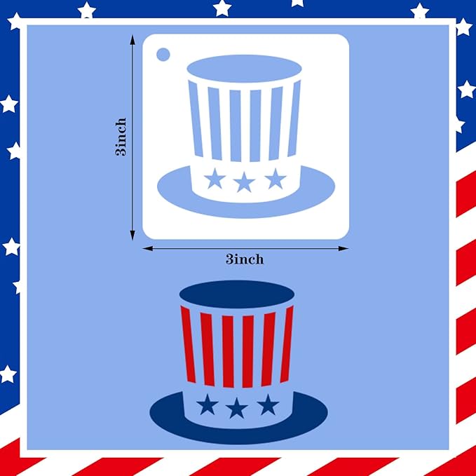 Augshy Patriotic Stencils - 56 Pack 4th of July Stencils for Painting American Flag, Scrapbooking, Drawing, Wall, Floor Decor, DIY Rock Painting Art Projects (3 Inch)