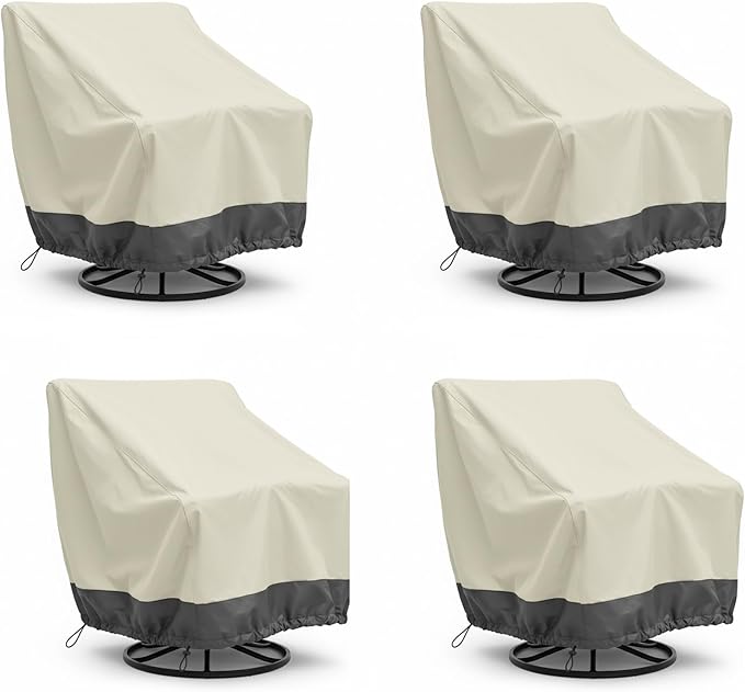 4 Pack Heavy Duty Patio Chair Covers - Rip-Resistant 600D Oxford Fabric - 8000mm Waterproof UV-Resistant Outdoor Furniture Covers for Adirondack, Rocking, and Swivel Chairs, 39"W x 37"D x 38"H