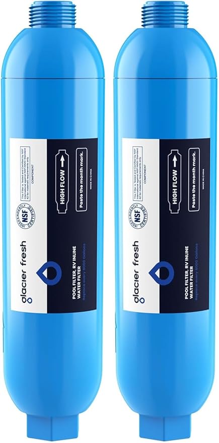 GLACIER FRESH Garden Hose End Pre-Filter for Swimming Pool, Hot Tubs, Spa, Inflatable Pool, Ponds, Greatly Reduces Bad Taste, Odors, Chlorin and Sediment, up to 8,000 Gallons, 2 Pack