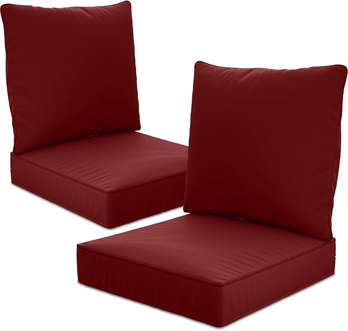 22" x 22" x 6" Outdoor Deep Seat Cushions Set - 2 Set Waterproof & Fade Resistant Patio Furniture Replacement Cushions, Non-Slip Outdoor Cushions Fit Loveseats, Couches, Chairs, and Sofas.