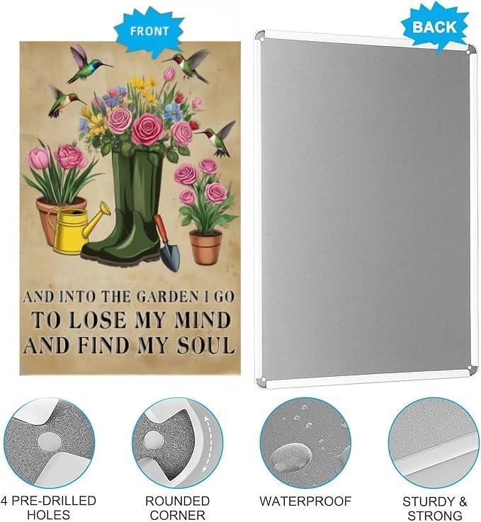 Garden Metal Sign – Vintage Tin Wall Decor with Inspirational Nature Theme, Rustic Yard Art for Outdoor, Patio, or Greenhouse, 8x12 Inch