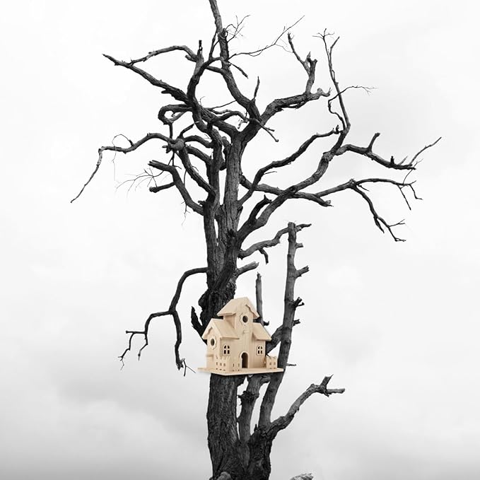 Wooden Bird House Bird Nest Unfinished Unpainted Wood Birdhouse Hanging Sleeping Nest, Indoor Outdoor Window Bird House, Garden Bird Bed for Hummingbird Parrot Sparrow