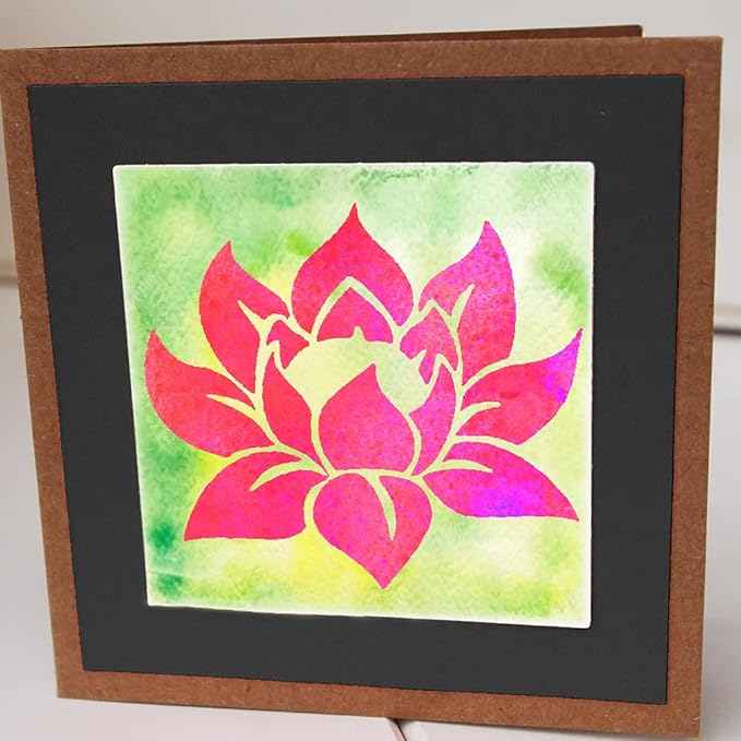 Large Lotus Stencil for Painting - 8x8 Inches on Wood, Canvas, Paper, Fabric, & Furniture - Reusable DIY Art & Craft Stencils