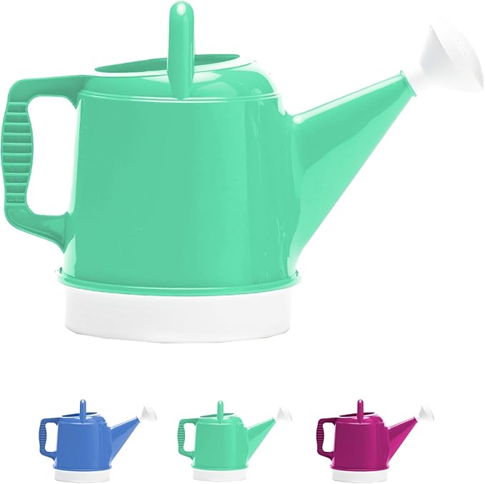Bloem Deluxe 2 Gallon (256 Fl Oz) Mint Green Resin Watering Can for Indoor and Outdoor Use