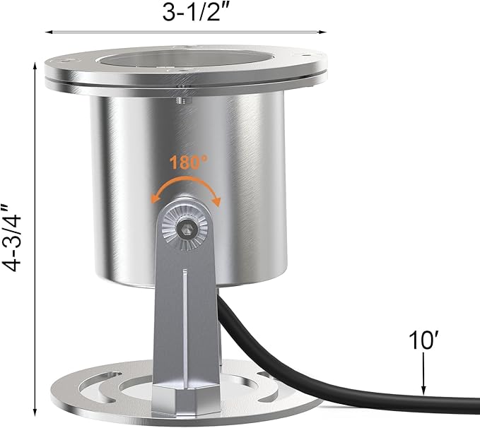 LED Pond Lights Submersible, 9W 3000K Warm White 12V AC/DC, Stainless Steel Light Fixture IP68 Waterproof Rating, Suitable for Pond and Fountains, Landscape Lighting