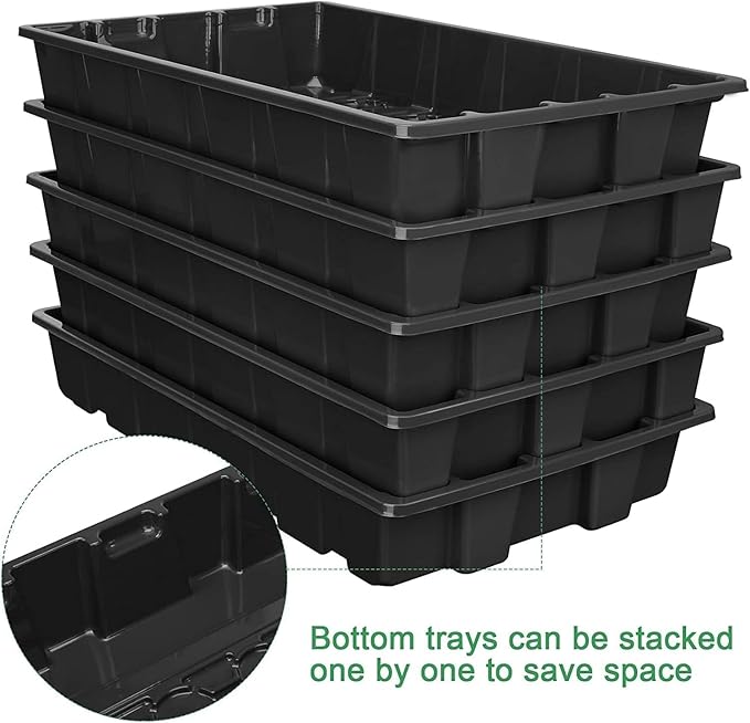 MIXC Seedling Trays Seed Starter Tray, 10-Pack Mini Propagator Plant Grow Kit Greenhouse with Humidity Vented Domes and Base for Seeds' Starting (40 Cells Per Tray, Total 400 Cells), Black