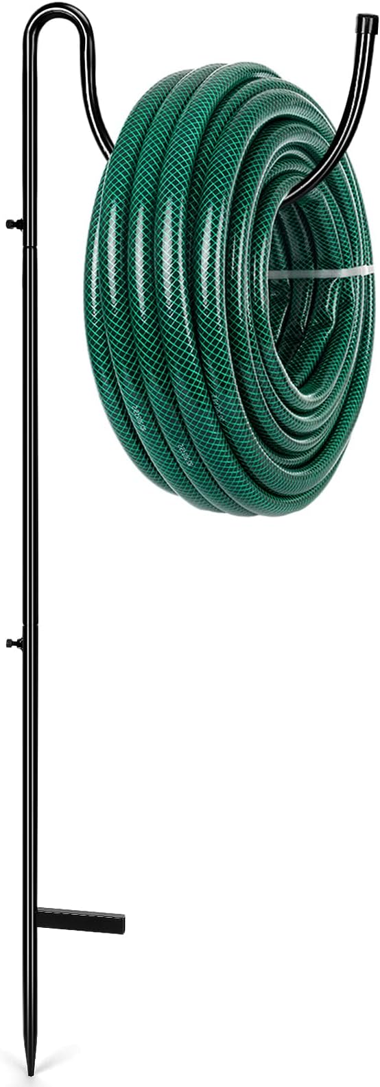 Tandefio Metal Outdoor Hose Holder Ground Mounted Freestanding Hose Hanger Water Pipe Holder Stand Heavy Duty Garden Rack for Water Pipe Storage Outdoor Yard Lawn(Black)