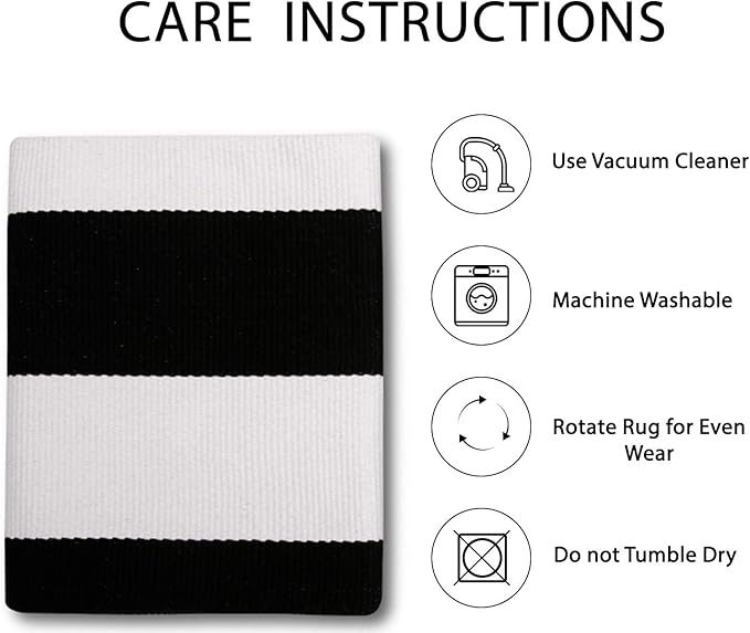 IOHOUZE Black White Striped Rug -2x4.3 Front Door Mats Outdoor,Washable Rug for Front Porch Decor,Spring Summer Welcome Mats Outdoor Indoor, Doormat for Farmhouse/Entryway/Home Entrance