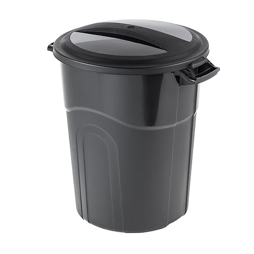 20 Gallon Heavy Duty High-Density Plastic Trash Can with Snap-Lock Windproof Lid & Ergonomic Handles – Indoor/Outdoor Garbage Collection, Black