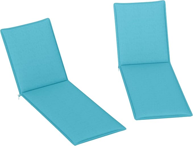 Outsunny Outdoor Lounge Chair Cushion Set of 2, UPF50+ 200gsm Fabric and 25D High-Density Foam, Foldable Patio Chaise Lounge Cushion Set, Fade Resistant for Lawn Pool, 76" x 23", Light Blue