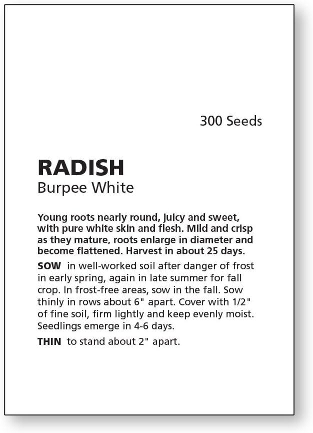 Burpee Burpee White Radish Seeds 300 seeds