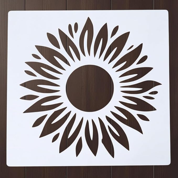 Sunflower Stencil – Nature Flower Garden Design Template Pattern Reusable Art Stencil for Painting, Crafting and DIY Projects (3 Pcs Set)