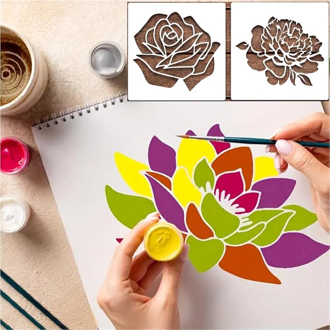 Garden Fence Large Flower Stencils - Reusable Floral Stencil DIY Decoration for Painting on Wood Walls Pattern, Jumbo Sunflower Yard Spray Paint Big Crafts Floor Stencils (CP-5)