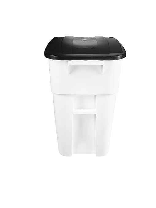 Rubbermaid Commercial Products BRUTE Rollout Heavy-Duty Wheeled Trash/Garbage Can, 50-Gallon, Blue, for Restaurants/Hospitals/Offices/Warehouses/Garage, Pack of 2