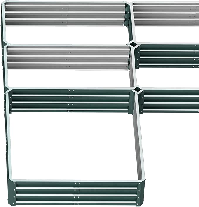 Outsunny 8 x 8' Raised Garden Bed Set, Large Steel Flower Planters for Outdoor Plants, Easy Assembly for Vegetables, Herbs, Green