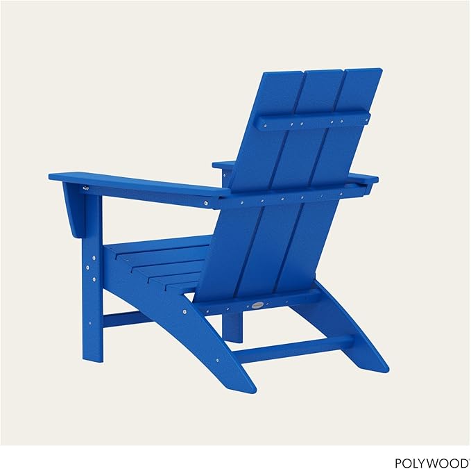 POLYWOOD AD420PB Modern Adirondack Chair, Pacific Blue, Durable High Density Polyethylene Construction, Easy Assembly, Waterproof, Comfortable Contoured Seat