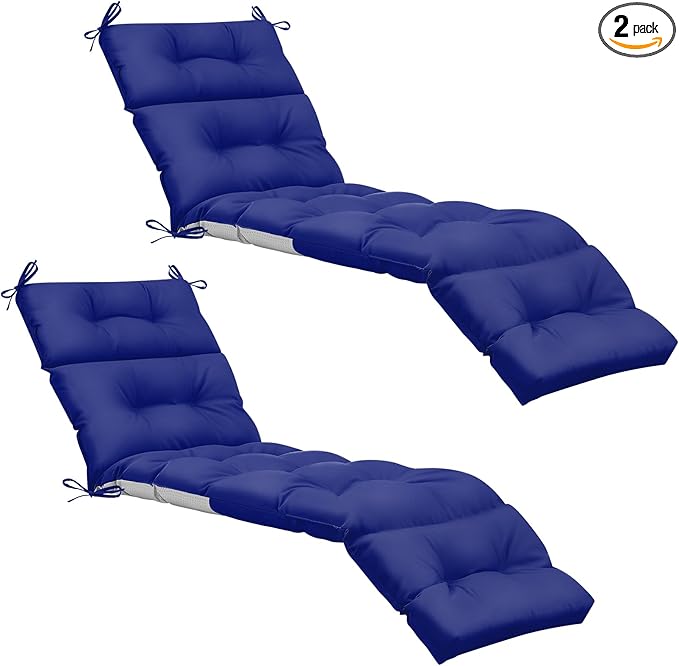 Kigley 2 Pcs Chaise Lounge Cushions 75 x 22 x 5 Inches Soft Lounge Chair Cushion Spring/Summer Seasonal Replacement for Outdoor Indoor Home Office (Dark Blue)