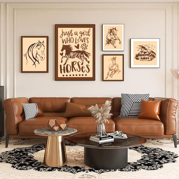 Horse Stencils for Painting on Wood, Walls, Canvas, Fabric, Scrapbooking – 12PCS Reusable Horse Stencils Templates for Kids and Adults DIY Crafts, Drawing, Home Decor
